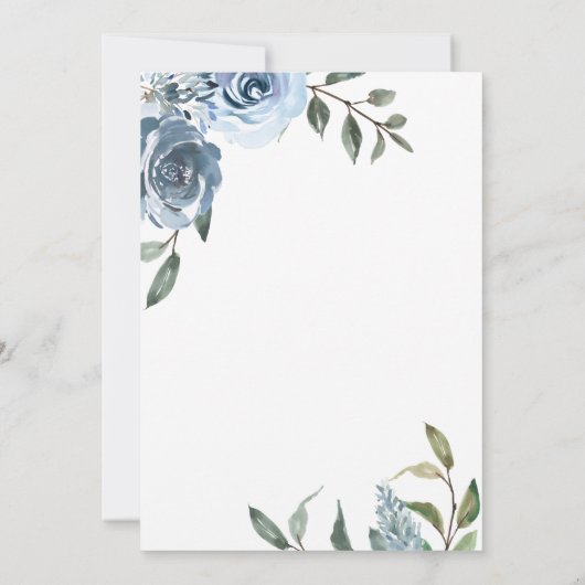 Dusty Blue Botanical Wedding Einladung (Rückseite)