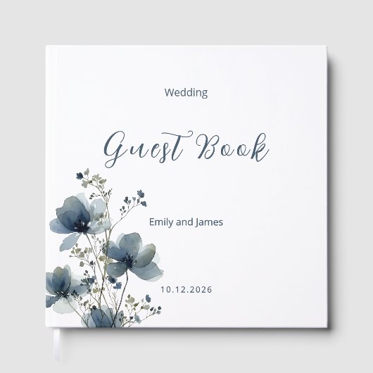 Dusty Blue Botanical Wedding Gästebuch (Vorderseite)