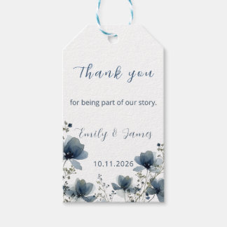 Dusty Blue Botanical Wedding Geschenkanhänger