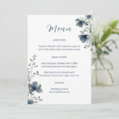 Dusty Blue Botanical Wedding Menükarte (Stehend Vorderseite)