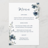 Dusty Blue Botanical Wedding Menükarte (Vorderseite)