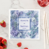 Dusty Blue Botanical Wedding Napkins mit Grün Serviette (Beispiel)