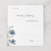 Dusty Blue Botanical Wedding Platzkarte (Außenseite Aufgefaltet)