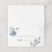 Dusty Blue Botanical Wedding Platzkarte (Außenseite Aufgefaltet)