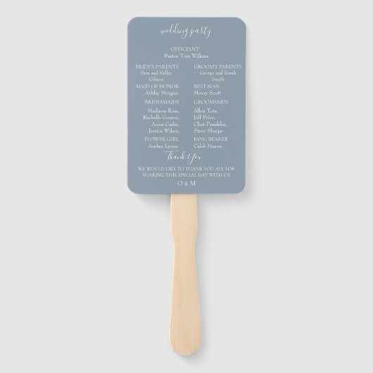 Dusty Blue Botanical Wedding Program Fächer (Rückseite)