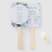 Dusty Blue Botanical Wedding Program Fächer (Vorne und Hinten)
