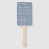 Dusty Blue Botanical Wedding Program Hand Fan Fächer (Rückseite)