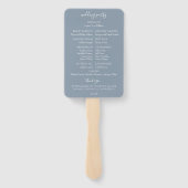 Dusty Blue Botanical Wedding Program Hand Fan Fächer (Rückseite)