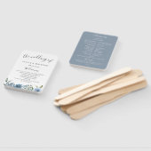 Dusty Blue Botanical Wedding Program Hand Fan Fächer (Non-assembled)