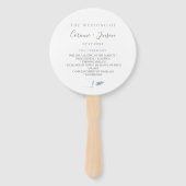 Dusty Blue Botanical Wedding Program Hand Fans Fächer (Vorderseite)