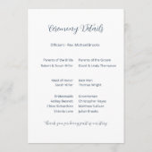 Dusty Blue Botanical Wedding Programm (Rückseite)