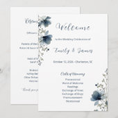 Dusty Blue Botanical Wedding Programm (Vorne/Hinten)