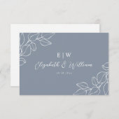 Dusty Blue Botanical Wedding RSVP CARD (Vorne/Hinten)