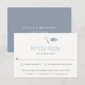 Dusty Blue Botanical Wedding RSVP Card Karte (Vorne/Hinten)