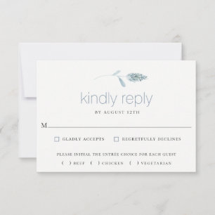 Dusty Blue Botanical Wedding RSVP Card Karte