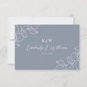 Dusty Blue Botanical Wedding RSVP CARD Karte (Vorderseite)