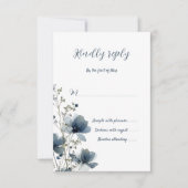 Dusty Blue Botanical Wedding RSVP Karte (Vorderseite)