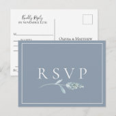 Dusty Blue Botanical Wedding RSVP Song Request Einladungspostkarte (Vorne/Hinten)