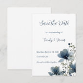 Dusty Blue Botanical Wedding Save The Date (Vorne/Hinten)