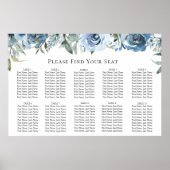 Dusty Blue Botanical Wedding Seating Chart Poster (Vorne)