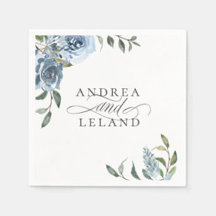 Dusty Blue Botanical Wedding Serviette