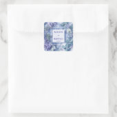Dusty Blue Botanical Wedding with Greenery Quadratischer Aufkleber (Tasche)