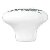 Dusty Blue Botanical Wreath Monogram Keramikknauf (Seitenansicht)