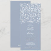 Dusty Blue Botanicals Wedding Einladung (Vorne/Hinten)