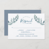 Dusty Blue Botanicals Wedding RSVP Karte (Vorne/Hinten)