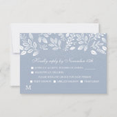 Dusty Blue Botanicals Wedding RSVP Karte (Vorderseite)