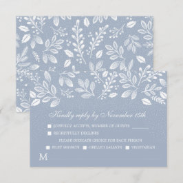 Dusty Blue Botanicals Wedding RSVP Karte