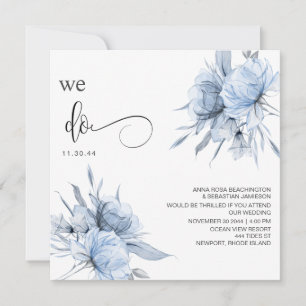 *~* Dusty Blue Bouquet AR15 Floral QR UAWG WEDDING Einladung