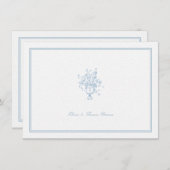 Dusty Blue Bouquet Classic Rahmen Wedding Couple Mitteilungskarte (Vorne/Hinten)