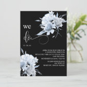 *~* Dusty Blue Bouquet QR Floral UAWG AR15 WEDDING Einladung (Stehend Vorderseite)