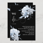 *~* Dusty Blue Bouquet QR Floral UAWG AR15 WEDDING Einladung (Vorne/Hinten)