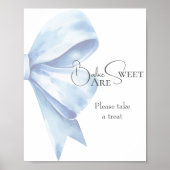 Dusty Blue Bow Babydusche Babys sind süß Poster (Vorne)