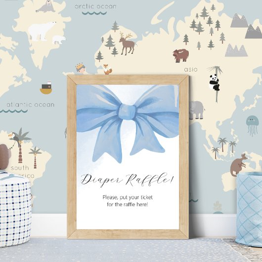 Dusty Blue Bow Babydusche Windelwanne Sockelschild
