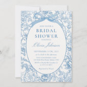 Dusty Blue Bow Blumendusche Einladung (Vorderseite)