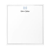 Dusty Blue Bow Border Script Custom Name Script Notizblock (Vorderseite)