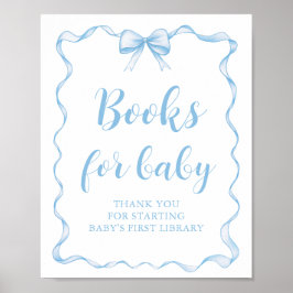 Dusty Blue Bow Boy Baby Shower Books für Baby Game Poster