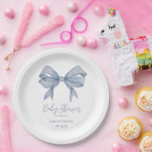 Dusty Blue Bow Boy Baby Shower Pappteller (Party)
