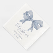 Dusty Blue Bow Boy Baby Shower Serviette (Ecke)