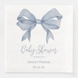 Dusty Blue Bow Boy Baby Shower Serviette