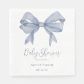 Dusty Blue Bow Boy Baby Shower Serviette (Vorderseite)