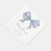 Dusty Blue Bow Boy Baby Shower Serviette (Ecke)