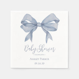 Dusty Blue Bow Boy Baby Shower Serviette