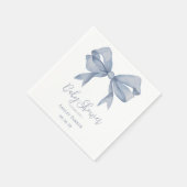 Dusty Blue Bow Boy Baby Shower Serviette (Ecke)