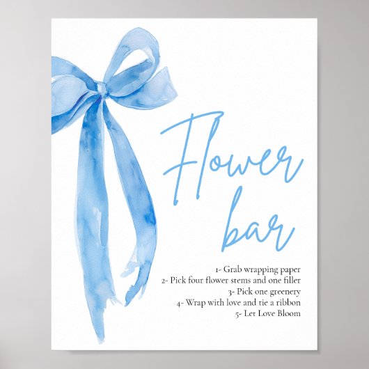 Dusty Blue Bow Brautparty Blume Bar Sign Poster (Vorne)