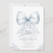 Dusty Blue Bow Brautparty Einladung (Vorderseite)