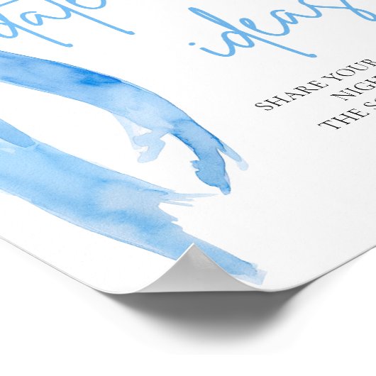 Dusty Blue Bow Bridal Date Night Idea signieren Poster (Ecke)